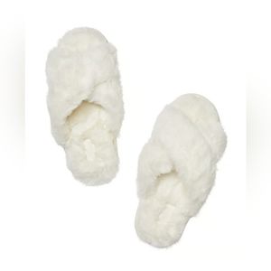 PINK Victoria's Secret faux fur slides slippers.